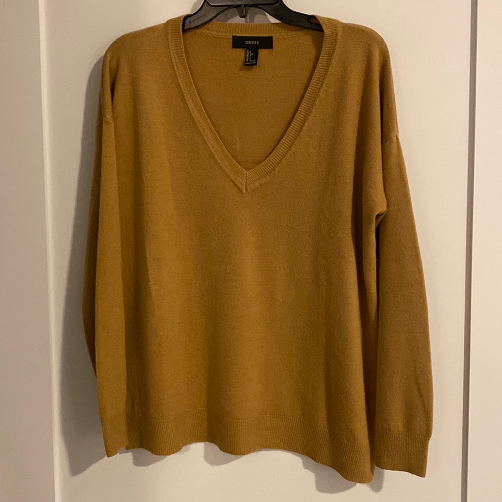 Forever 21 mustard colored v neck sweater